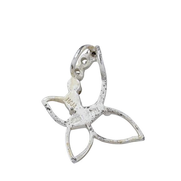 Estate Sterling Silver 925 Cubic Zirconia Butterfly - Picture 5 of 9
